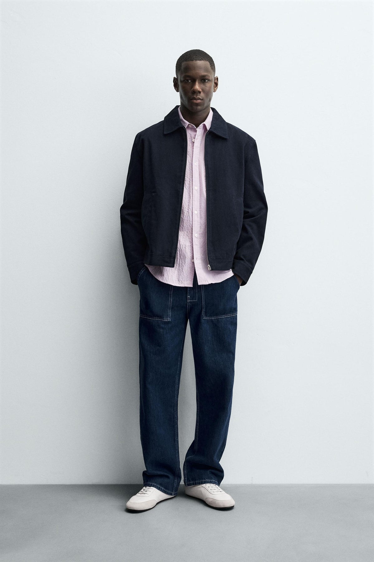 TEXTURED ZIP-UP OVERSHIRT - Image 1