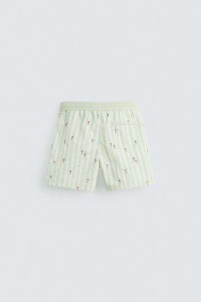 EMBROIDERED MID-LENGTH SWIMMING TRUNKS - Image 7