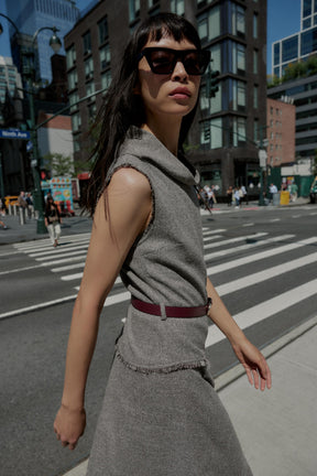 BELTED STRUCTURE MIDI DRESS - Image 5