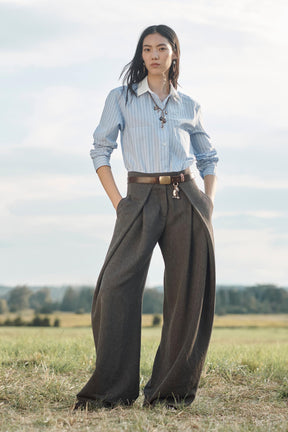 Wool Pleated Volume Trousers