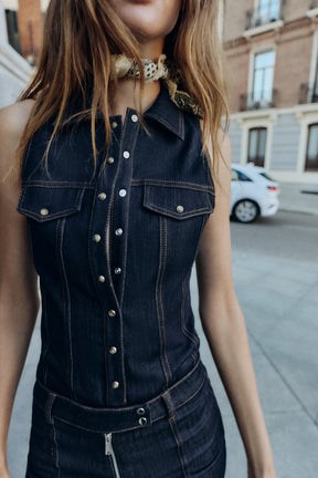 FITTED DENIM BODYSUIT