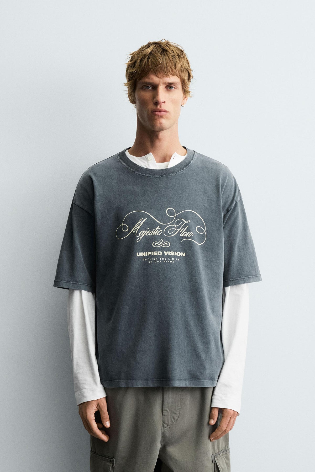 WASHED TEXT PRINT T-SHIRT - Image 2