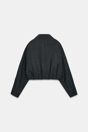 SHORT PINSTRIPE BALLOON BOMBER JACKET - Image 7