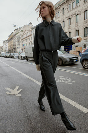 SHORT PINSTRIPE BALLOON BOMBER JACKET - Image 1