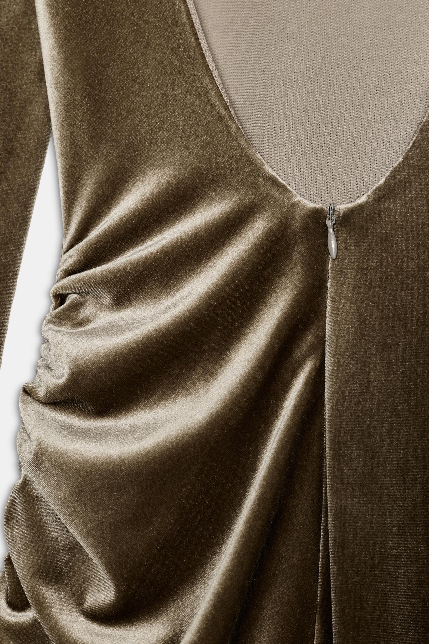 DRAPED VELVET DRESS WITH SHOULDER PADS - Image 4