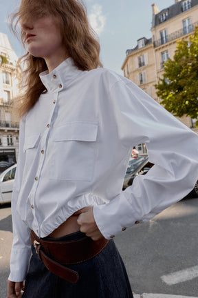Puffball Hem Poplin Shirt