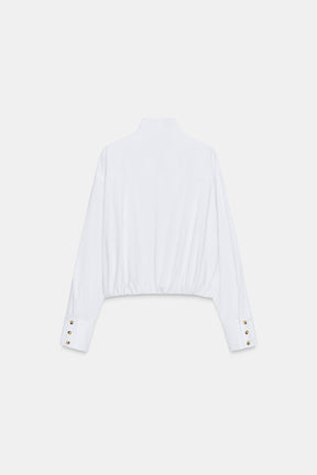 Puffball Hem Poplin Shirt