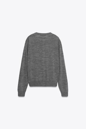 100% WOOL PLAIN KNIT CARDIGAN - Image 5