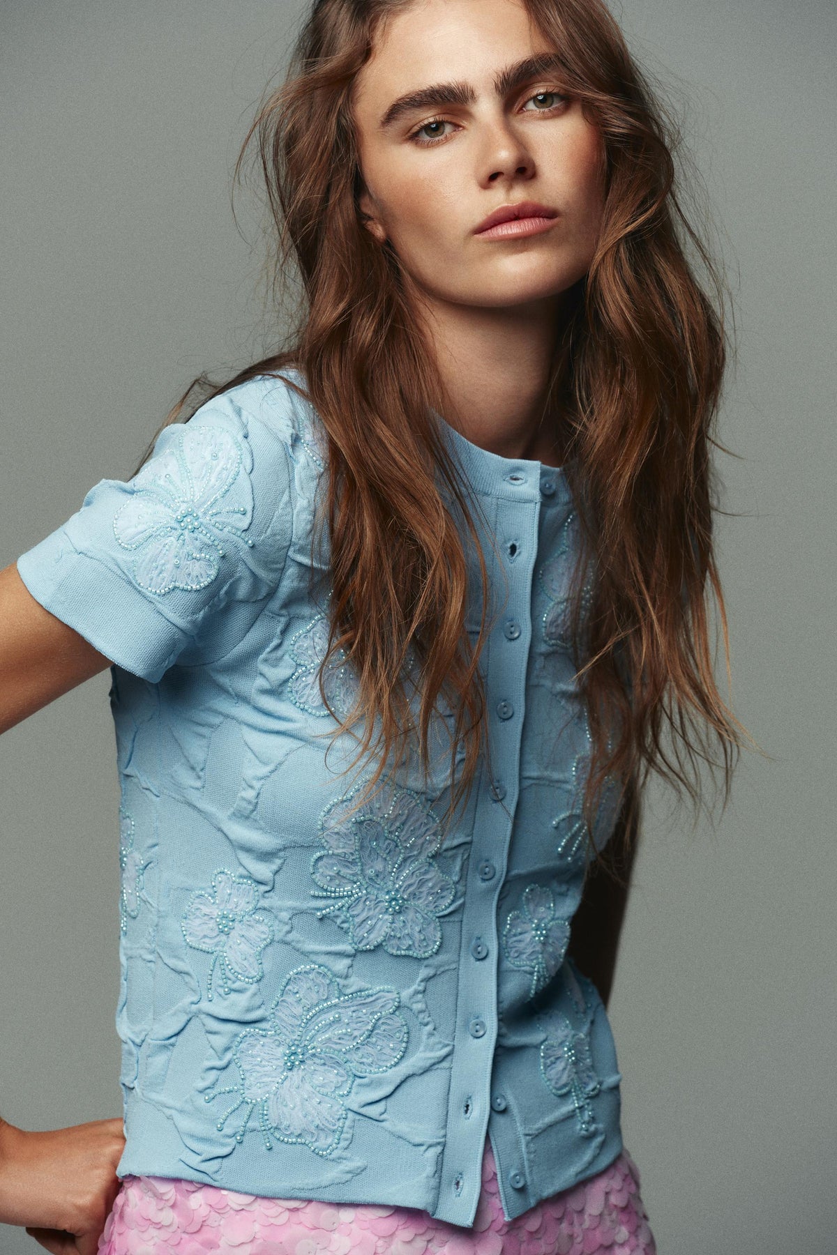 BEADED KNIT CARDIGAN - Image 1