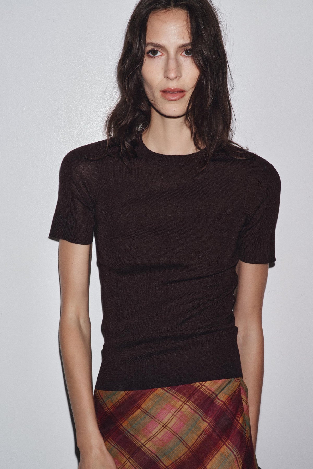 PLAIN KNIT SHORT SLEEVE TOP - Image 2