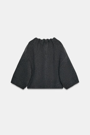 WOOL BLEND BOMBER JACKET WITH RUFFLED NECK - Image 6