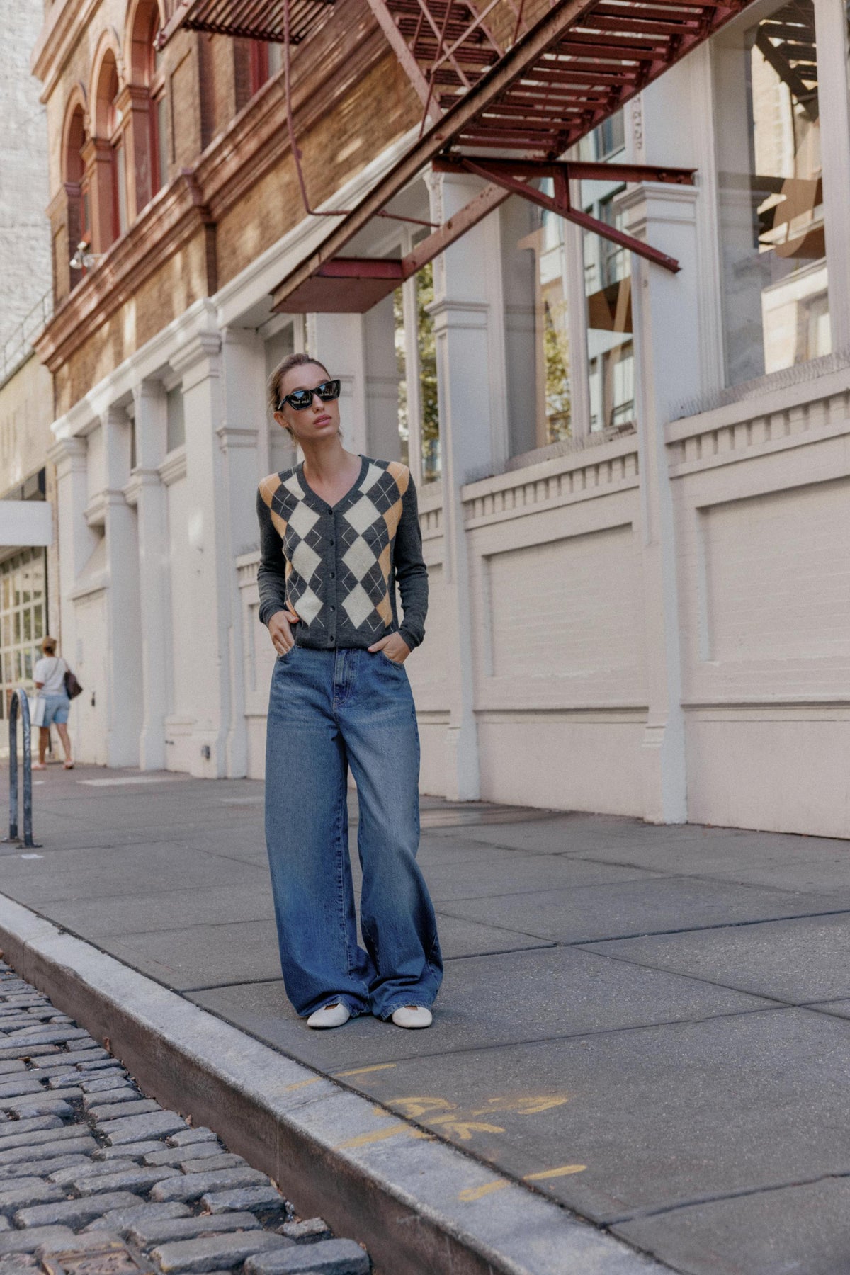 ARGYLE KNIT CARDIGAN - Image 1