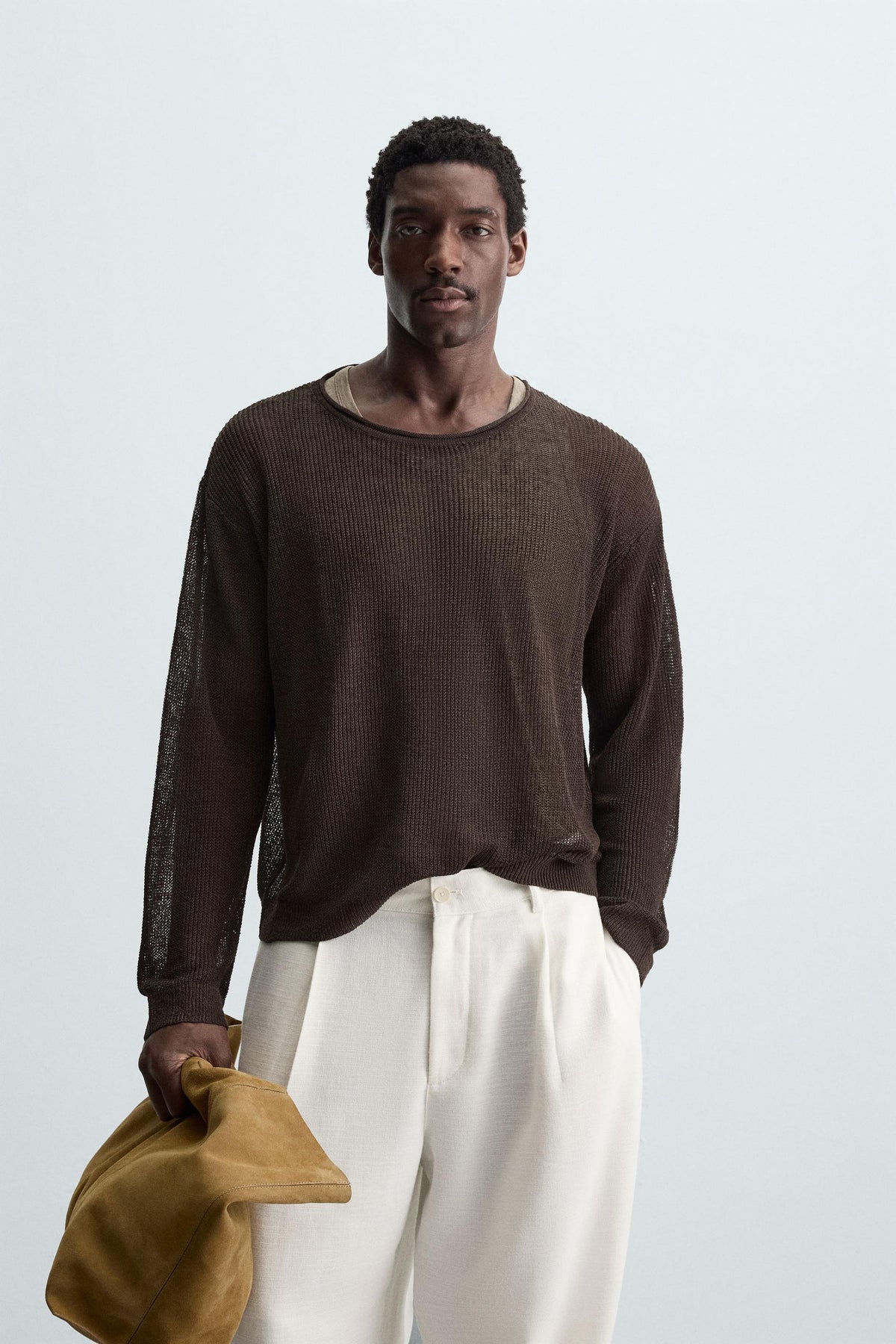 LINEN BLEND TEXTURED SWEATER - Image 2