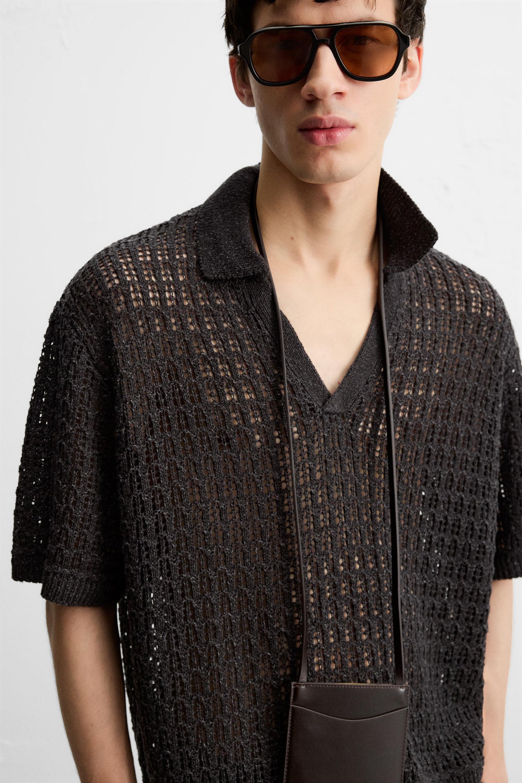 OPEN KNIT POLO SHIRT - Image 6