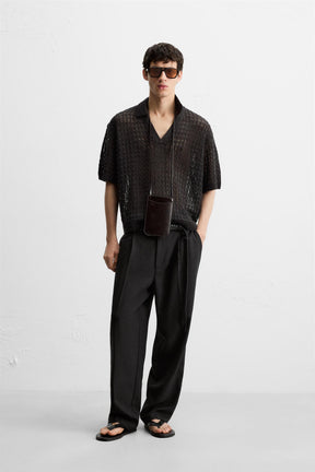OPEN KNIT POLO SHIRT - Image 1