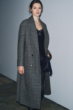 100% Wool Checked Coat - Image 2