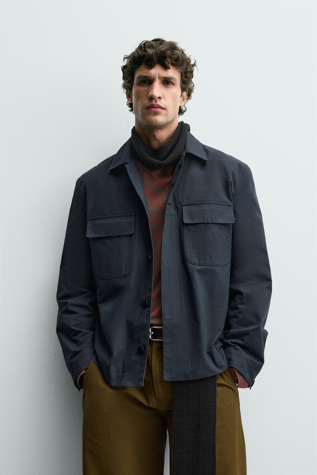 TEXTURED TWILL OVERSHIRT WITH POCKETS - Image 2