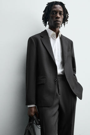 WOOL BLEND TEXTURED SUIT BLAZER - Image 5