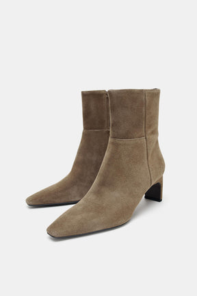 SUEDE KITTEN HEEL BOOTS