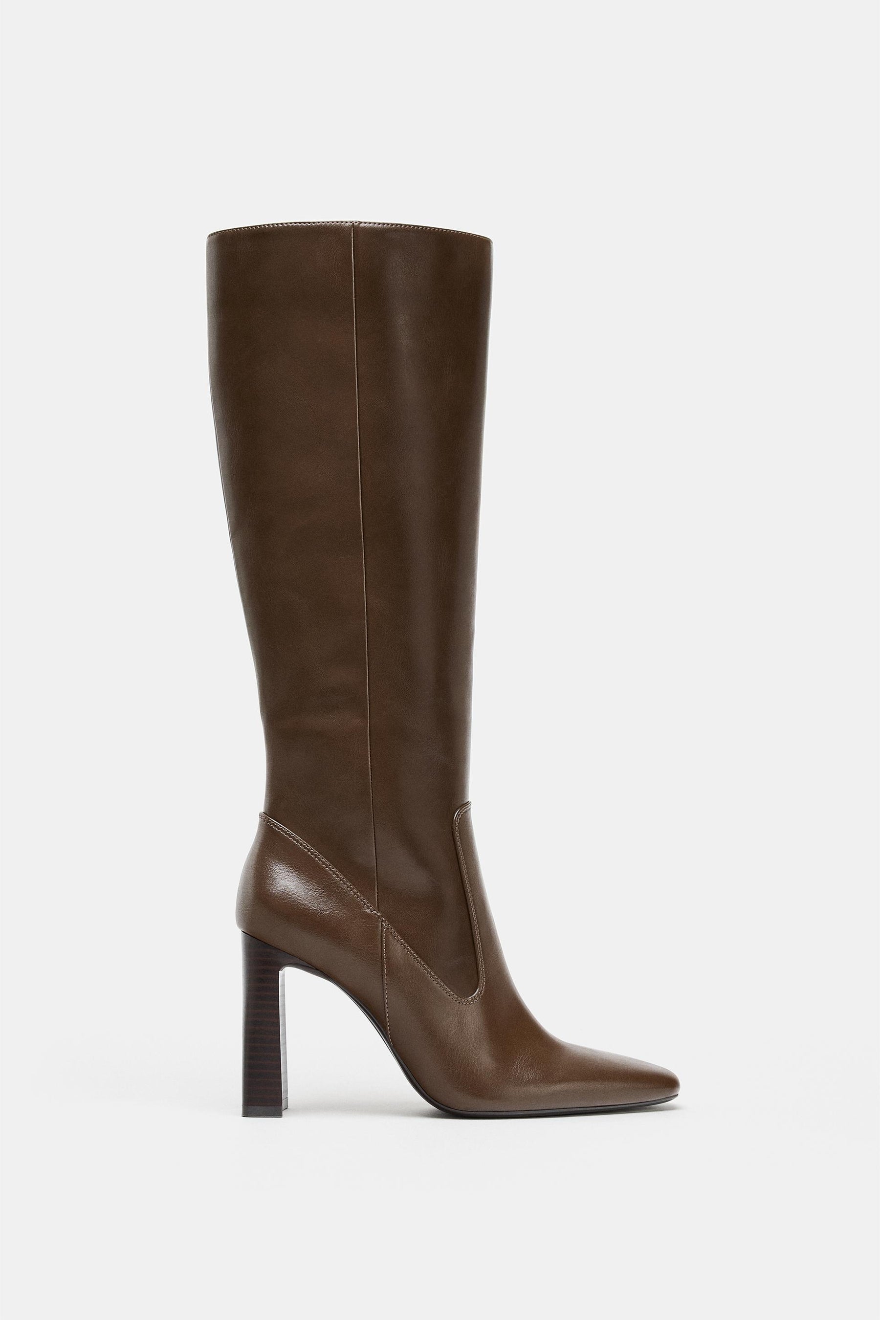 TOPSTITCHED KNEE-HIGH BOOTS