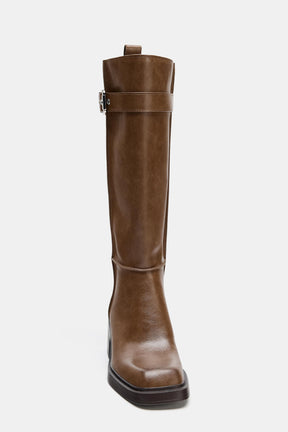 Knee-high Boots with Topstitching