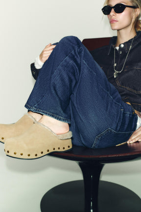 STUDDED SUEDE CLOGS