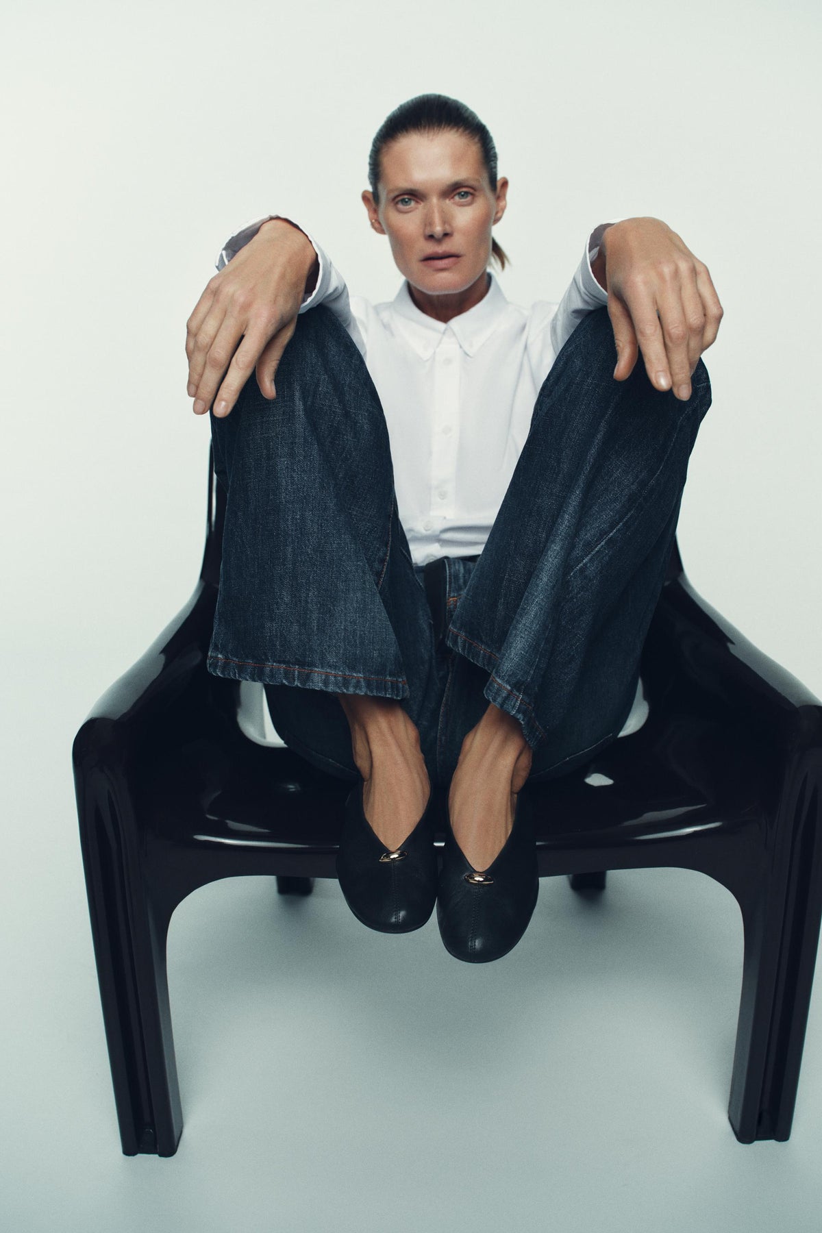 Leather Ballet Flats Appliqué