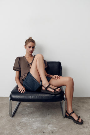 Strappy Hook-and-Loop Sandals