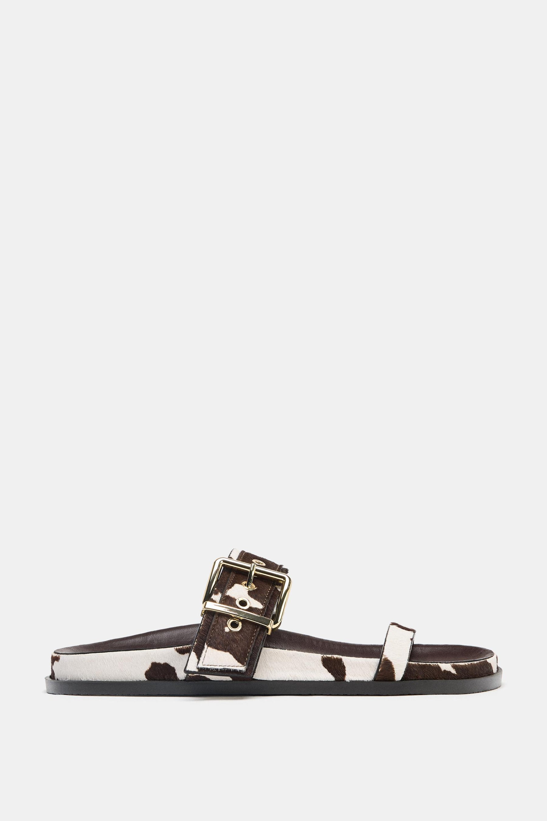 Animal Print Leather Sandals