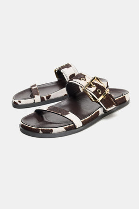 Animal Print Leather Sandals