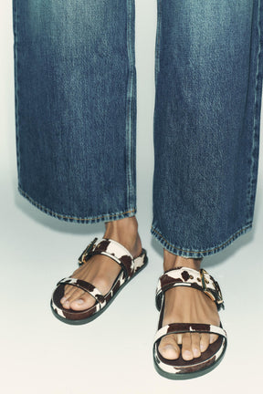 Animal Print Leather Sandals