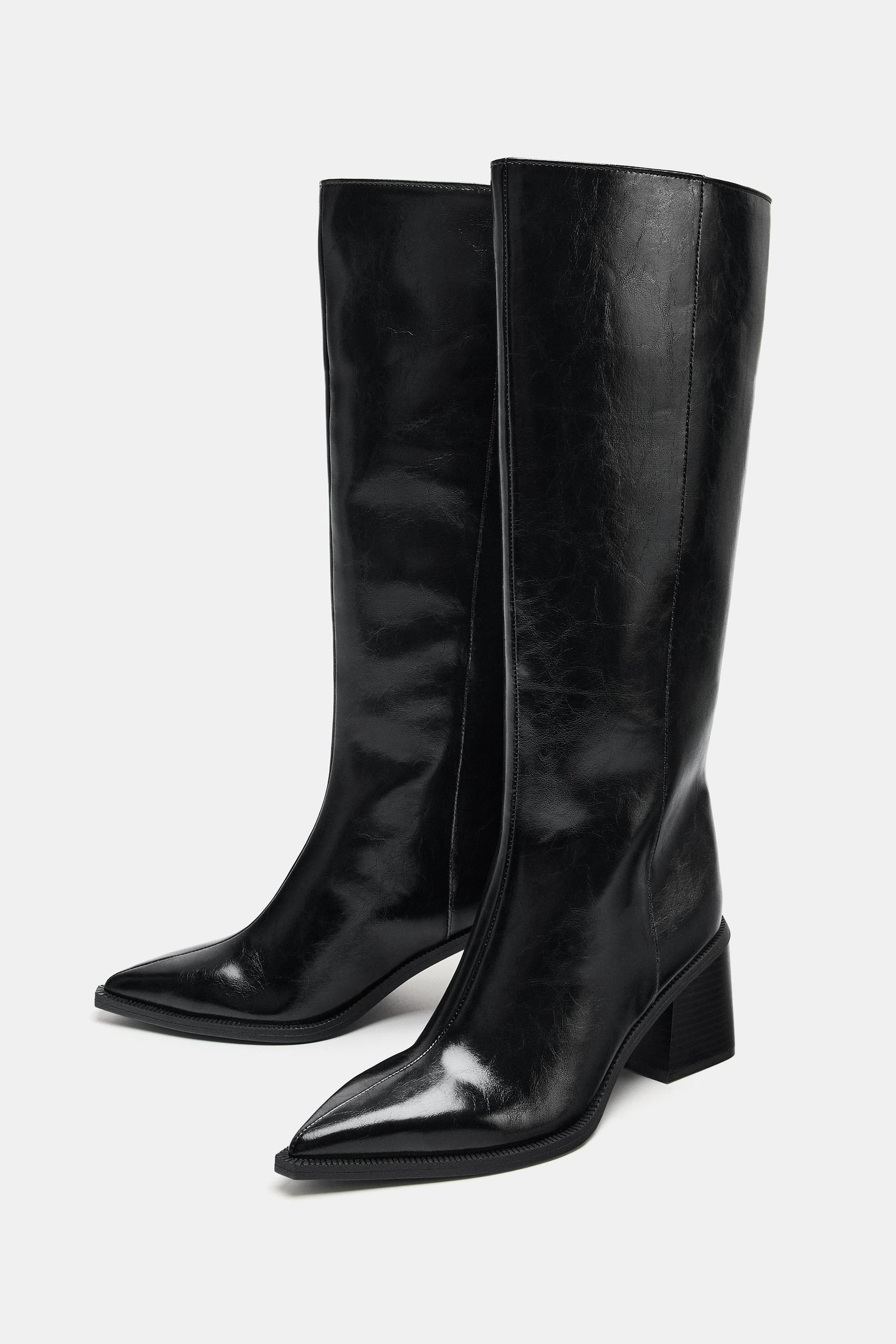 High-Heel Leather Boots