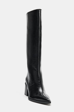 High-Heel Leather Boots
