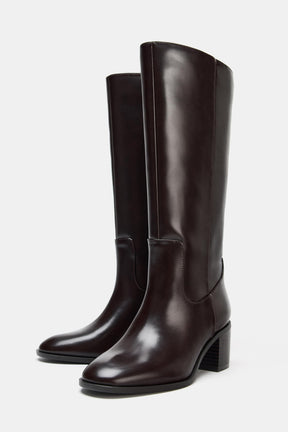 KNEE-HIGH BLOCK HEEL BOOTS