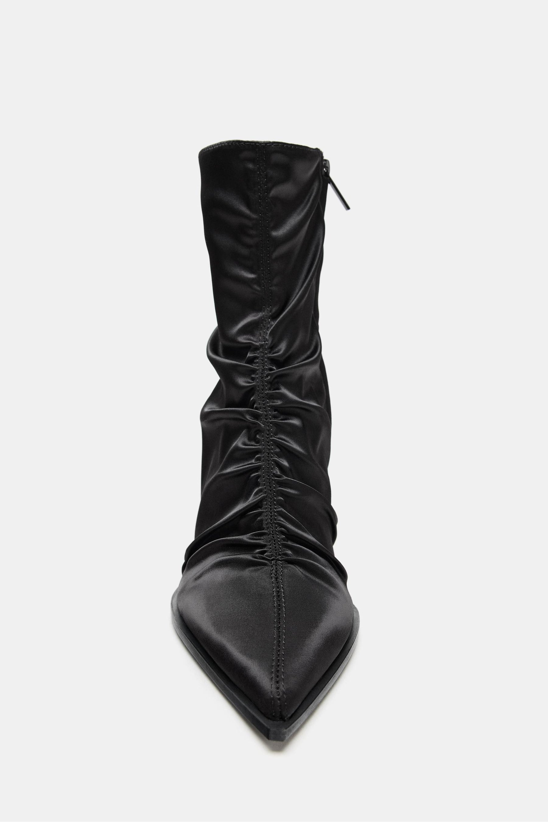 RUCHED HEELED ANKLE BOOTS