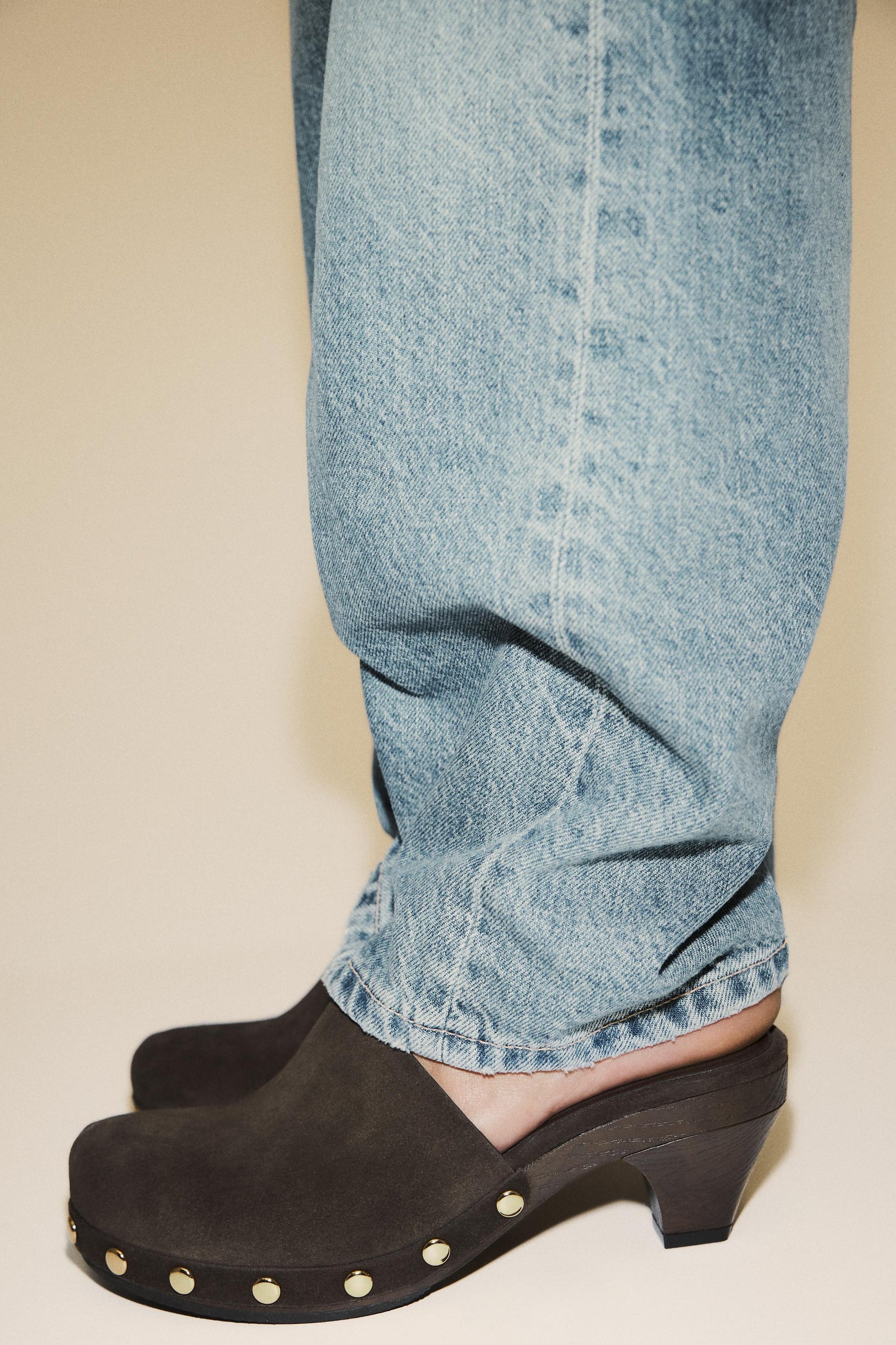 Studded Suede Kitten Clogs