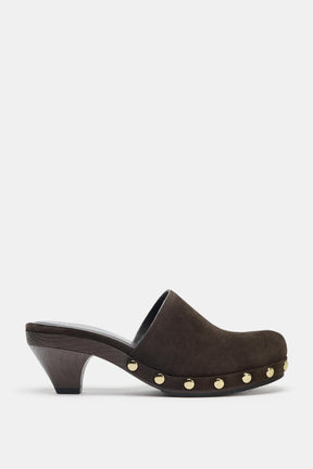 Studded Suede Kitten Clogs