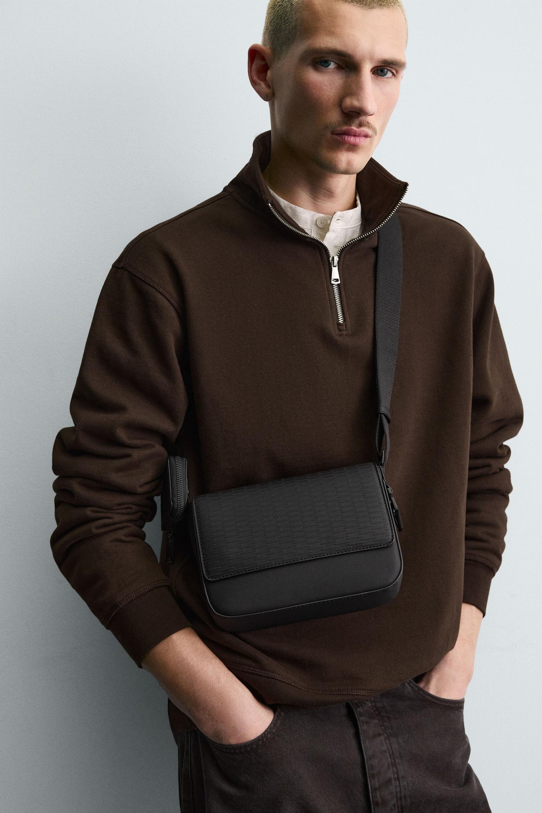 RUBBERISED TEXTURED CROSSBODY BAG - Image 1