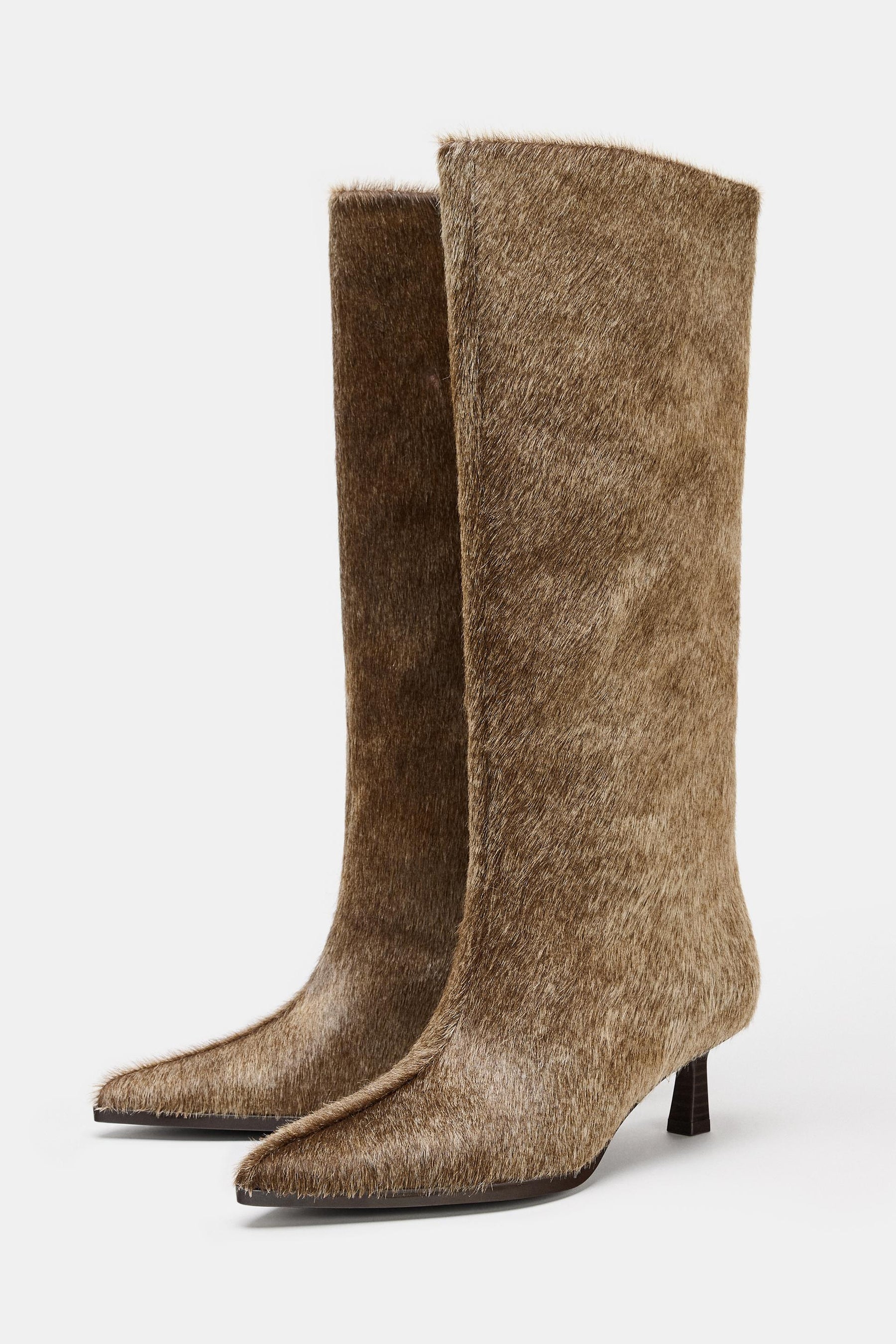 Leather kitten heel boots