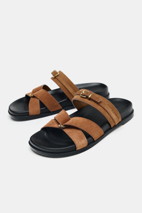 SPLIT SUEDE SANDALS