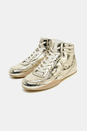 METALLIC HIGH-TOP TRAINERS