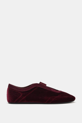 Topstitched Velvet Ballet Flats
