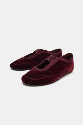 Topstitched Velvet Ballet Flats