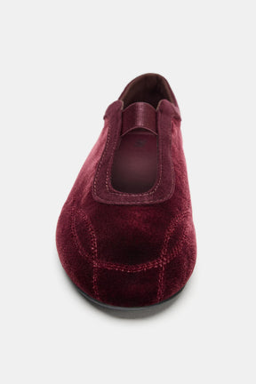 Topstitched Velvet Ballet Flats