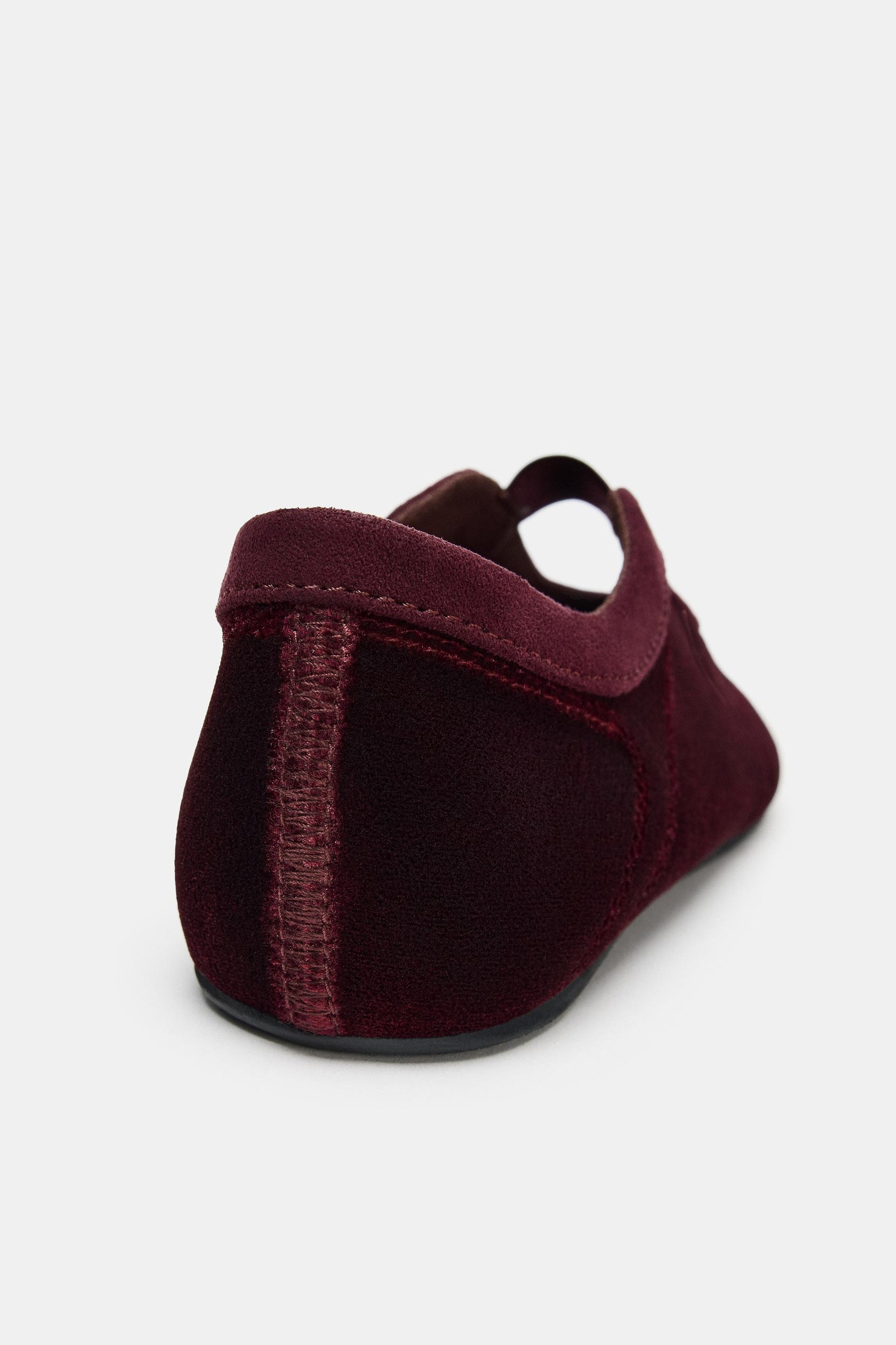 Topstitched Velvet Ballet Flats