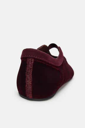 Topstitched Velvet Ballet Flats