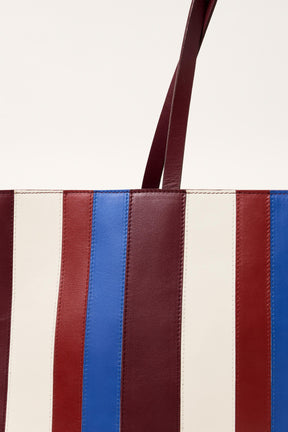 LEATHER STRIPED SHOPPER BAG