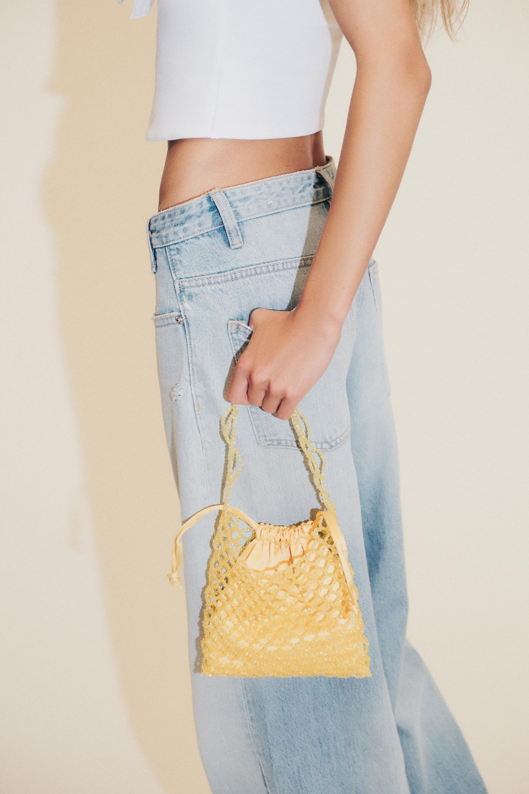 BEADED MINI BUCKET BAG