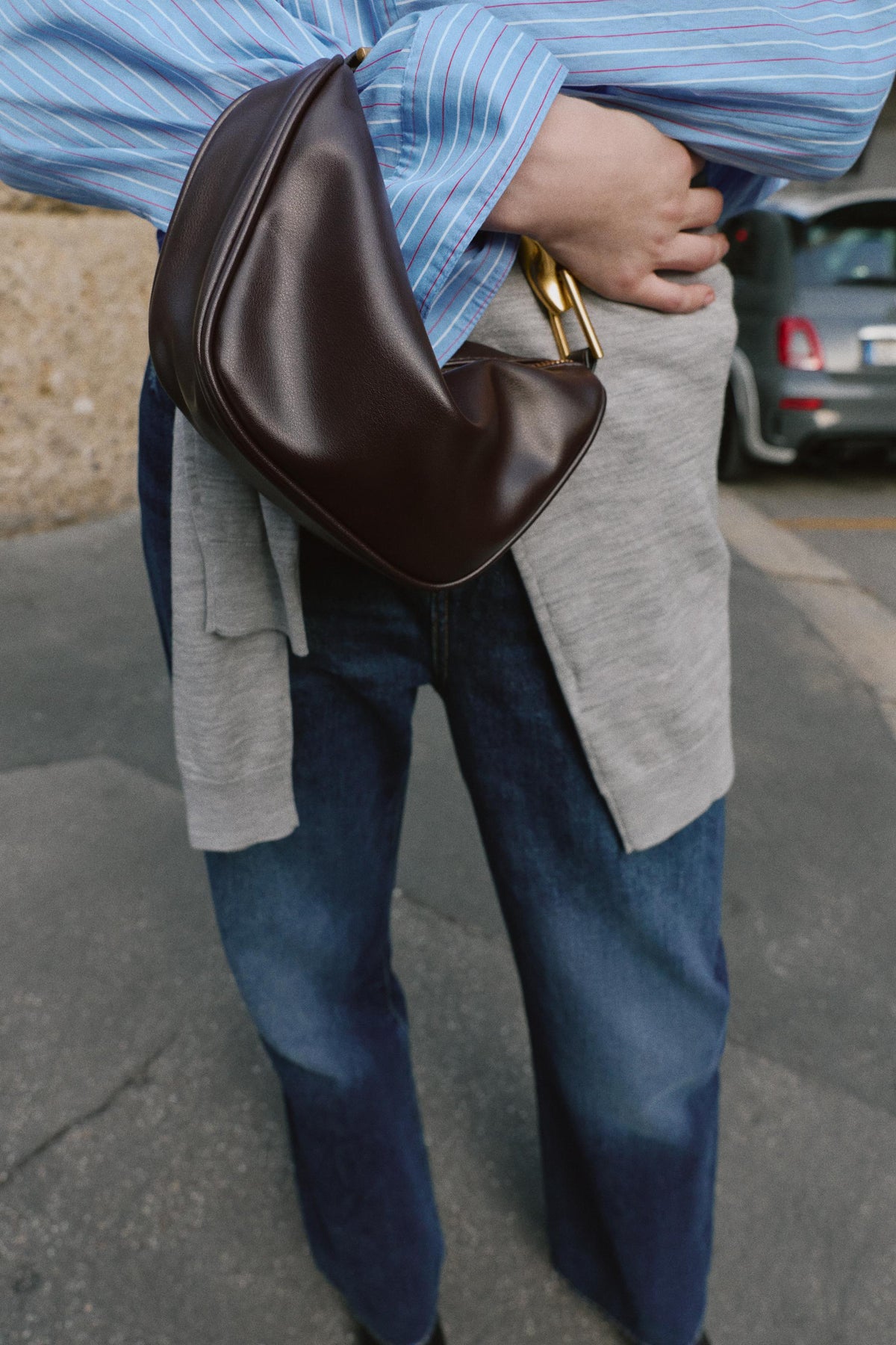 Metallic Handle Miniature Handbag