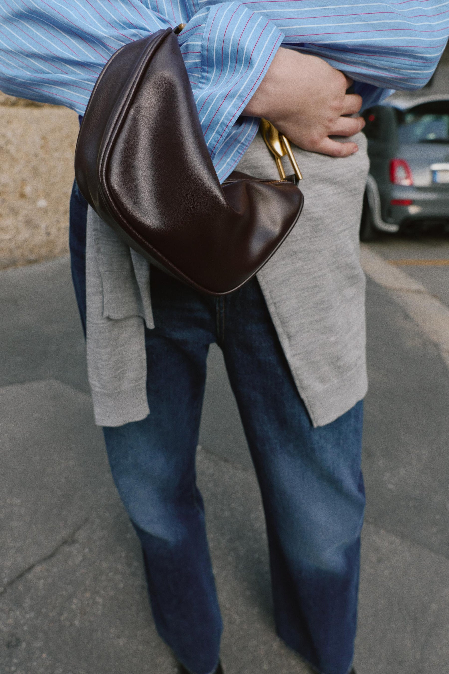 Metallic Handle Miniature Handbag